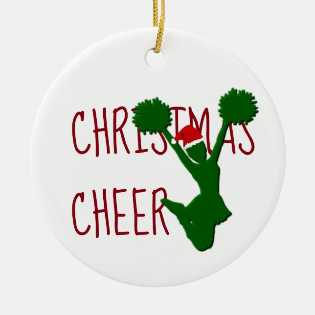 Christmas Cheer Cheerleader Holiday Spirit Ceramic Ornament (Front)