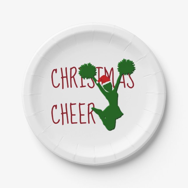 Christmas Cheer Cheerleader Holiday Spirit Paper Plates (Front)