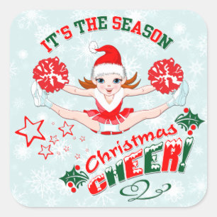 Christmas Cheer, Cheerleader Square Sticker