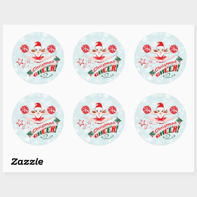 Christmas Cheer Cheerleaders Classic Round Sticker (Sheet)