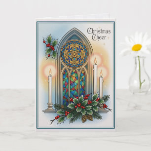 Christmas Cheer Christian Elegant Church Window Card