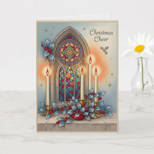 Christmas Cheer Christian Elegant Church Window Card