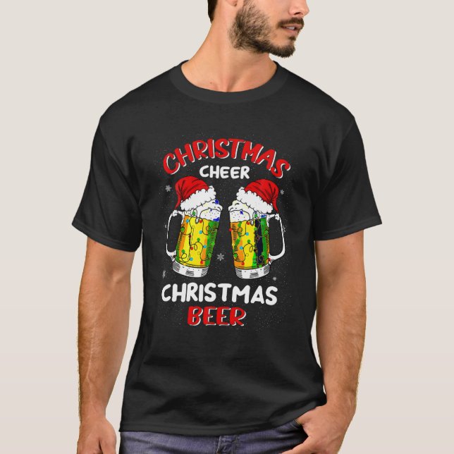 Christmas Cheer Christmas Beer Xmas Tree Lights Me T-Shirt (Front)