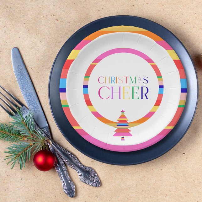 Christmas Cheer Colorful Tree Paper Plate (Creator Uploaded)