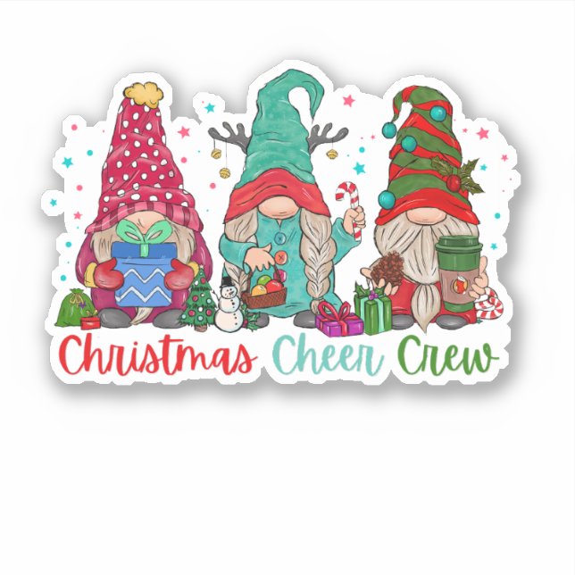 Christmas Cheer Crew gnomes snow family  Sticker (Front)