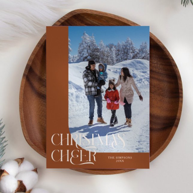 Christmas Cheer Elegant Terracotta Christmas Photo Holiday Card (Creator Uploaded)