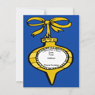 Christmas Cheer Gold Ornament Invitation Card