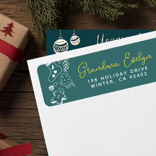 Christmas Cheer Green Holiday Baking Address  Label