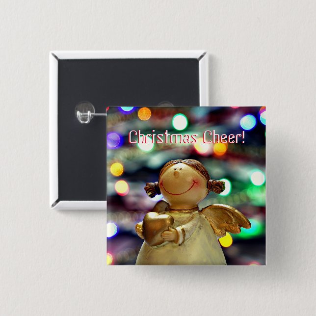Christmas Cheer Happy Angel Button (Front & Back)