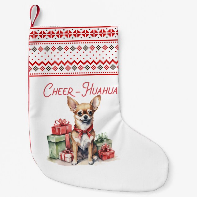Christmas Cheer-Huahua  Small Christmas Stocking (Front)