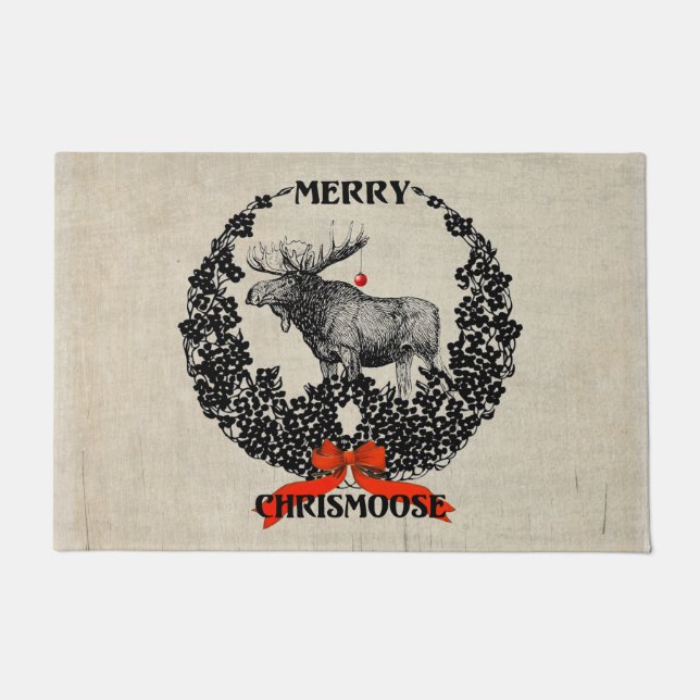 Christmas Cheer Merry Chrismoose Door Mat (Front)