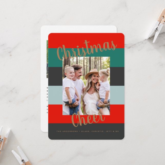 Christmas Cheer Modern Collage Photo Rounded (Front/Back In Situ)