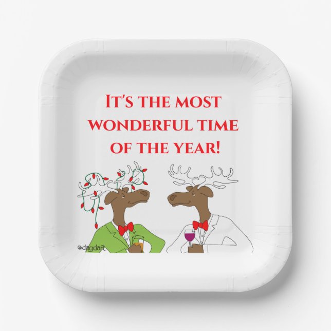 Christmas Cheer Moose  Paper Plates (Front)