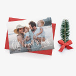 Christmas cheer one photo fun cute holiday card<br><div class="desc">Our cheer is here! Celebrate the holiday season with this one-photo horizontal card featuring fun and playful type. This is the perfect Christmas card to send friends and family to share all there is to be cheerful about. Works well as a holiday birth or engagement announcement too! The red backer...</div>