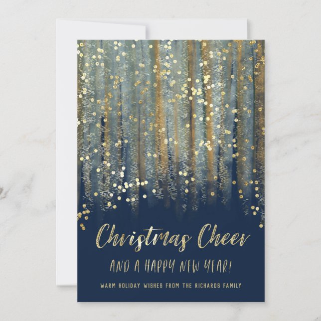 Christmas Cheer Painted Brush Strokes and Confetti Holiday Card (Front)