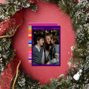 Christmas Cheer Photo Gold Foil Colorful  Foil Holiday Card