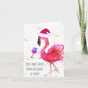 Christmas Cheer Pink Flamingo Greeting Card
