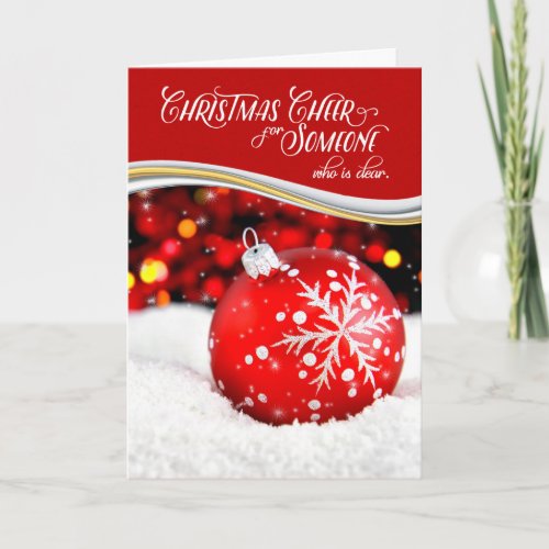 Christmas Cheer Red Snowflake Ornament Holiday Card