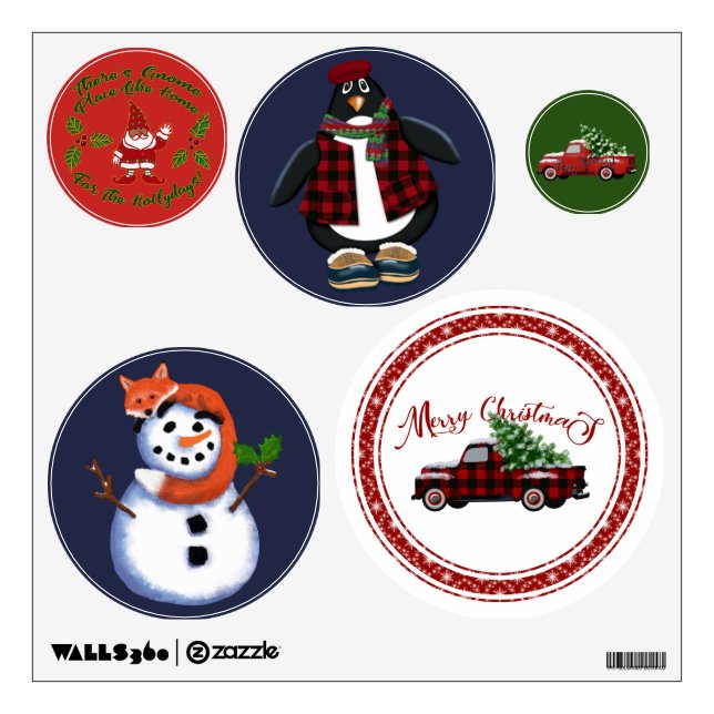 Christmas Cheer! | Round Holiday Decals Variety (Front)
