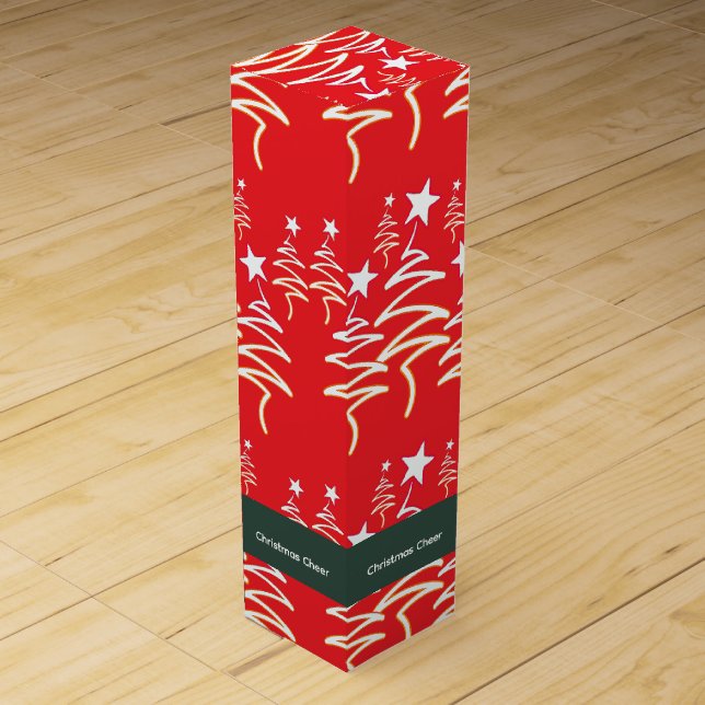 Christmas Cheer Scribble Tree + Star  Wine Box (Front)