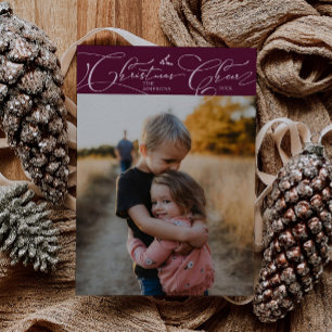 Christmas Cheer Script Cranberry Christmas Photo Holiday Card