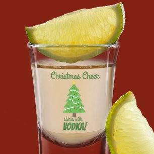 Christmas Cheer Starts With Vodka Funny Holiday Shot Glass