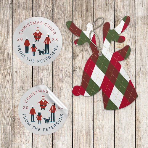 Christmas cheer urban Santa Claus family name Classic Round Sticker