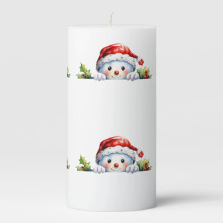 Christmas Cheerful Snowman  Pillar Candle