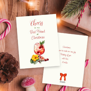 Christmas Cheers Best Friend Raspberry Cocktail Holiday Card