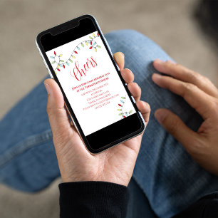 Christmas Cheers Colorful Cute String Lights Invitation