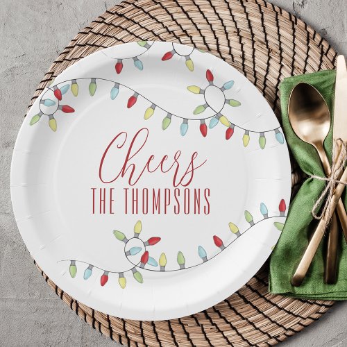 Christmas Cheers Cute Colorful String Light Paper Plates