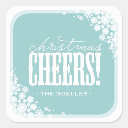 Christmas Cheers Elegant Snowflakes Modern Holiday Square Sticker
