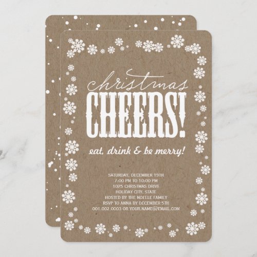 Christmas Cheers Snowflakes Holiday Party Invite