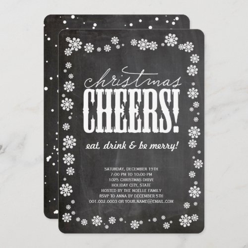 Christmas Cheers Snowflakes Holiday Party Invite