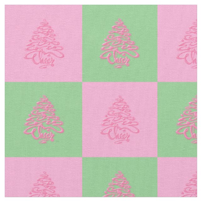 Christmas Cheers Tree-Pink and Green Fabric (Close Up)