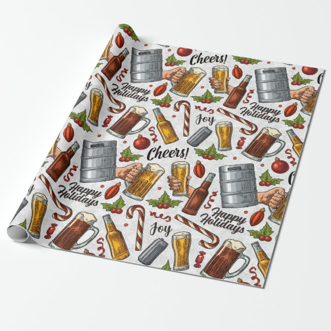 Christmas Cheers Wrapping Paper (Unrolled)