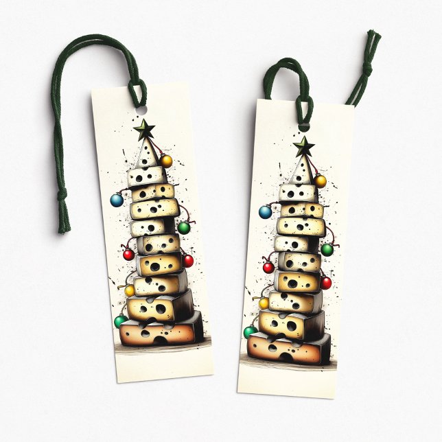 Christmas Cheese Stacked Tree Holiday Bookmark (Christmas Cheese Stacked Tree Holiday Bookmark by PiggyPrint Stickers.)
