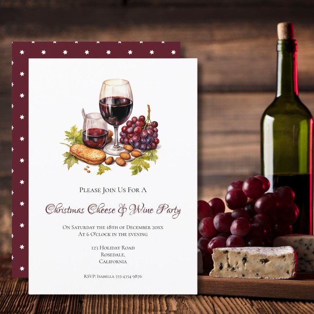 Christmas Cheese & Wine Party Watercolor  Invitation (Creator Uploaded)