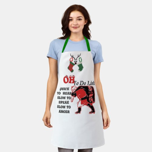 Christmas Chef Quick to Hear Slow to Anger Quote Apron