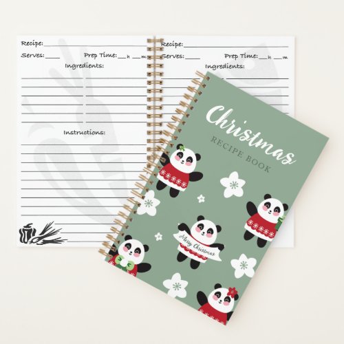 Christmas Cherry Blossom Panda Notebook