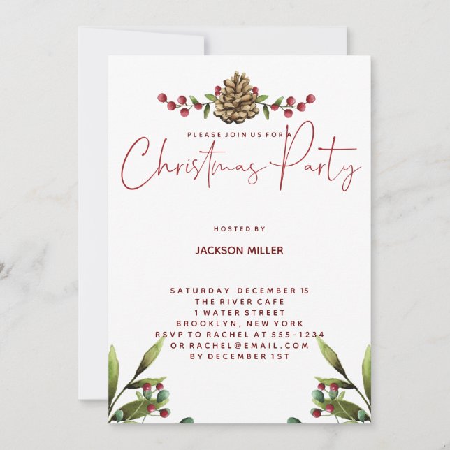 Christmas Cherry Holiday Party Invitation (Front)