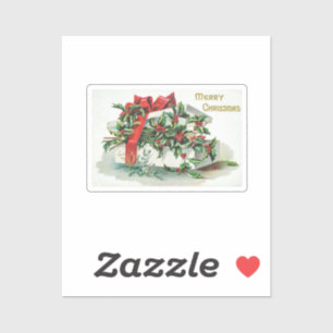 Christmas cherry vintage art with wishes sticker