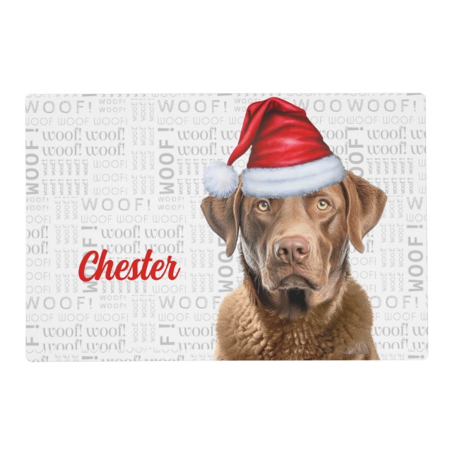 Christmas Chesapeake Bay Dog's Pet Dinner Placemat (Front)