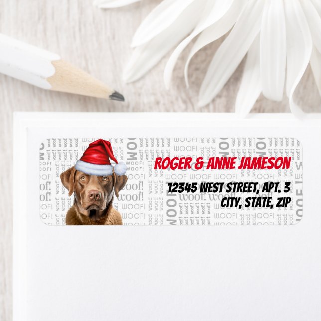 Christmas Chesapeake Bay Retriever Dog Name Label (Insitu)