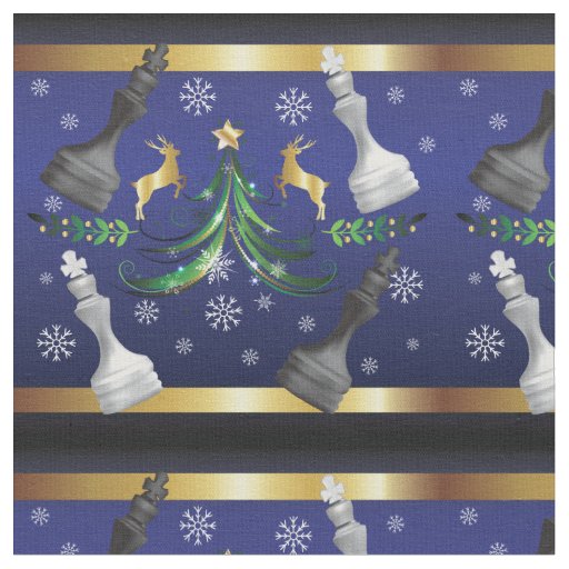 Christmas Chess Pieces - Snowflakes Xmas Tree Fabric