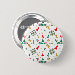 Christmas Chess - Pieces, Tree, Holly, Reindeer Button