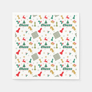 Christmas Chess - Pieces, Tree, Holly, Reindeer Napkins