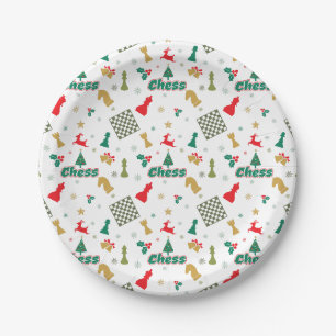 Christmas Chess - Pieces, Tree, Holly, Reindeer Paper Plates
