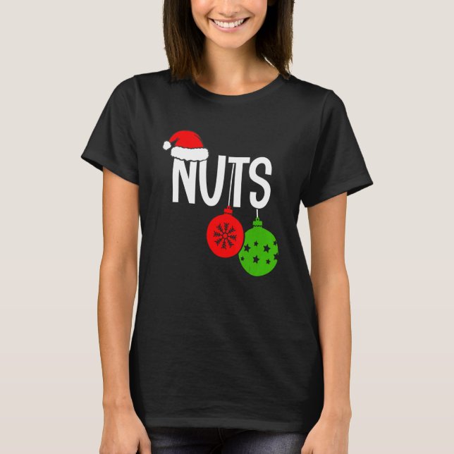Christmas Chest Nuts Christmas Couple Mr and Mrs L T-Shirt (Front)
