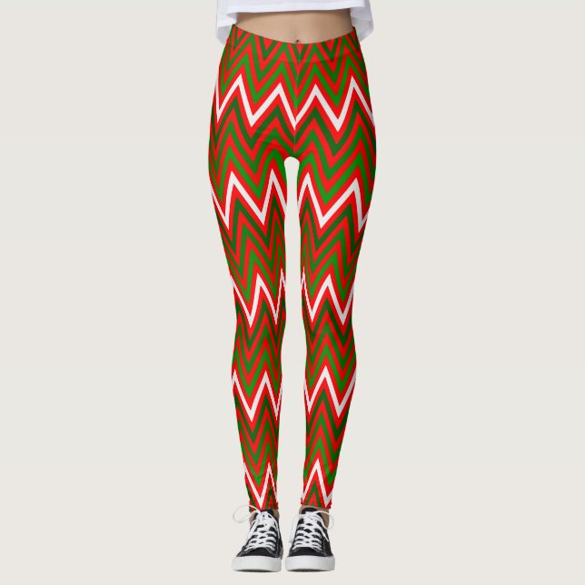 Christmas Chevron Pattern Leggings (Front)